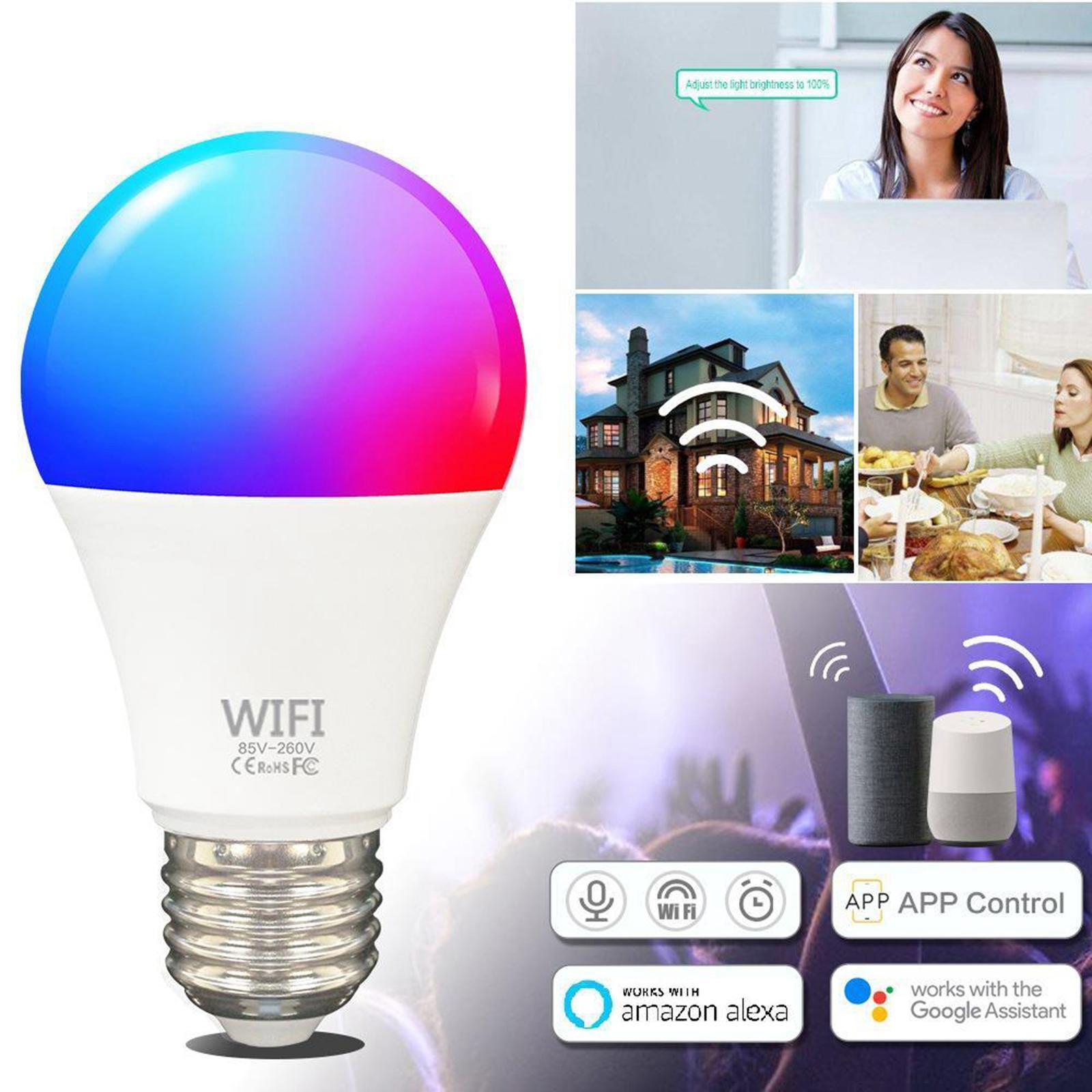 WiFi Smart Light Bulbs Dimmable LED E27 Control/Google Home/Alexa