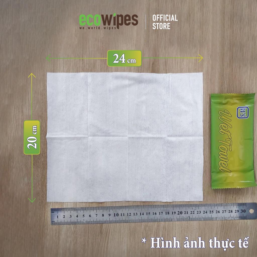 Khăn lạnh cao cấp EcoWipes 1 tờ dùng 1 lần mang đi khổ lớn, dày dặn dùng nhà hàng, bán đồ ăn, bánh mì