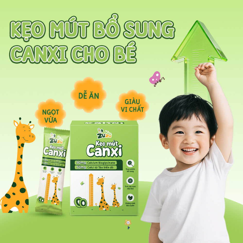 ZuZuKids Kẹo Mút Vi Chất Bổ Sung Canxi Cho Bé Vui Khỏe - Dây 10 que &amp; Hộp 20 que