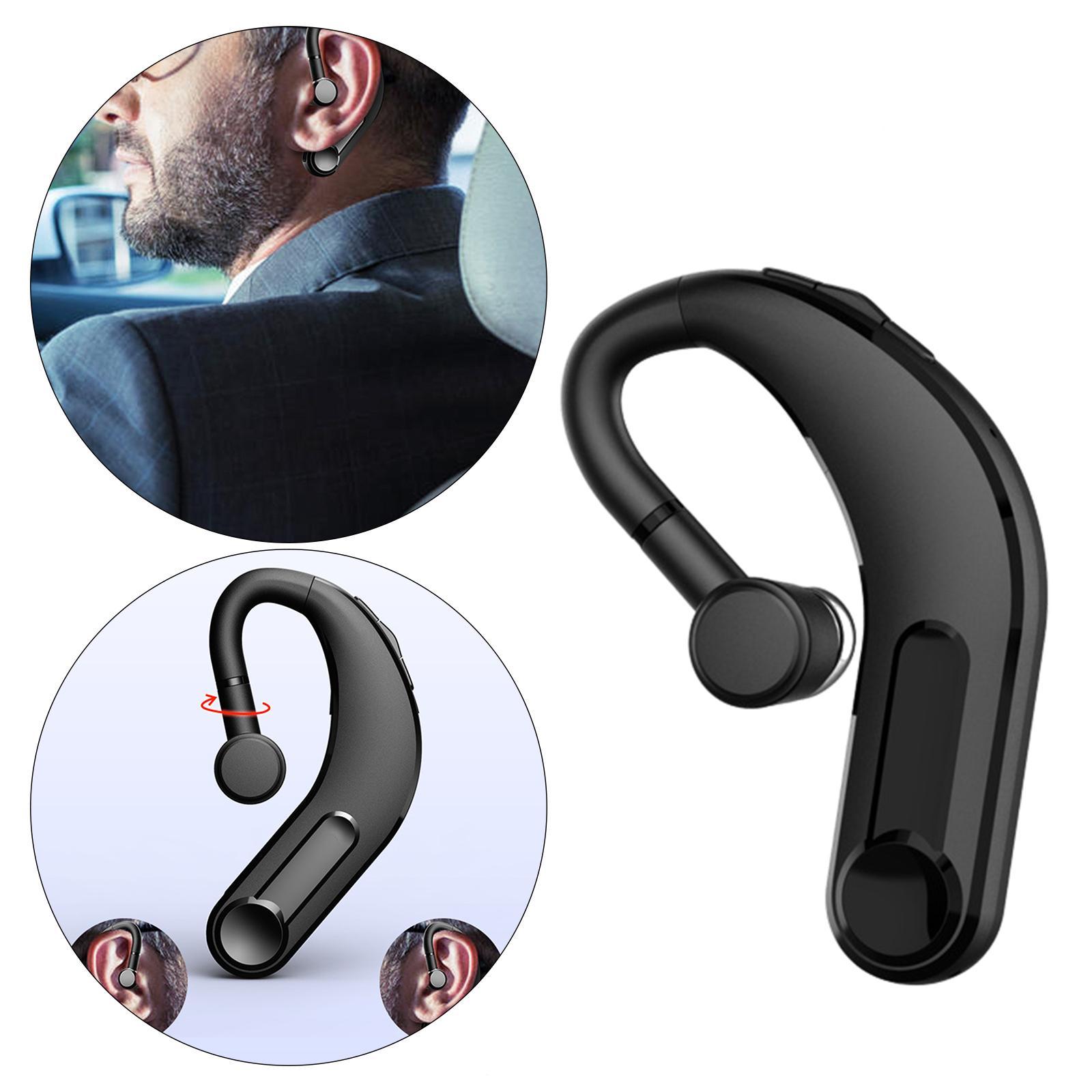 Bluetooth Wireless Single Ear Earpiece Business Trucker Driving Music Black
