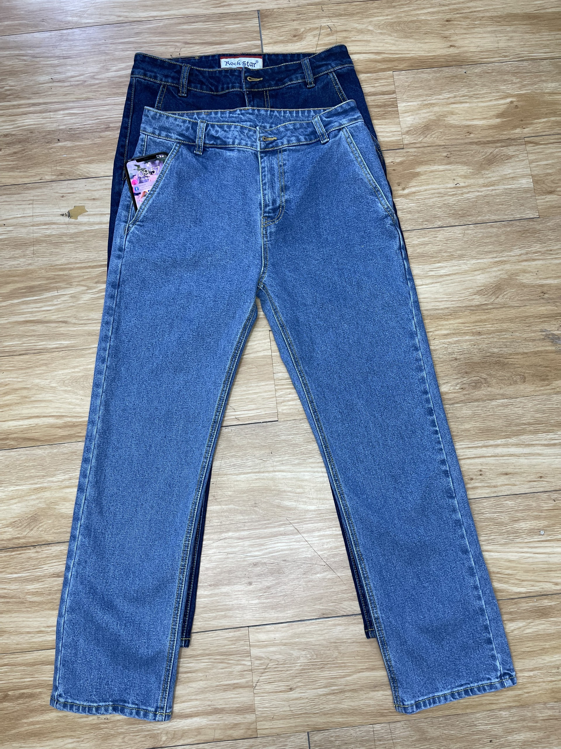 Quần jeans nam ống suông túi chéo không ly 8668