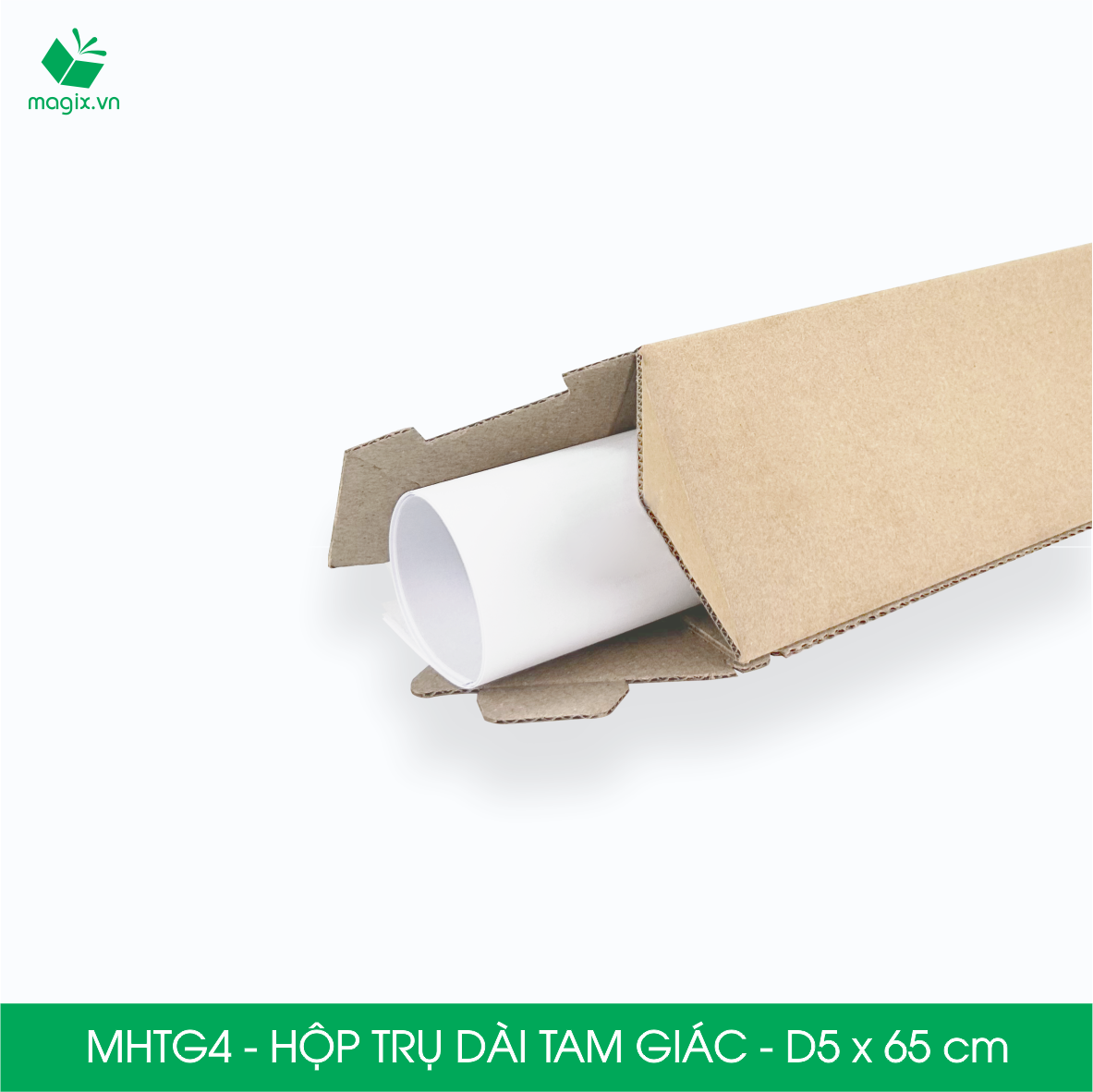 MHTG4 - D5x65 cm - 100 Hộp trụ dài tam giác thay thế ống giấy - Hộp carton đóng gói hàng