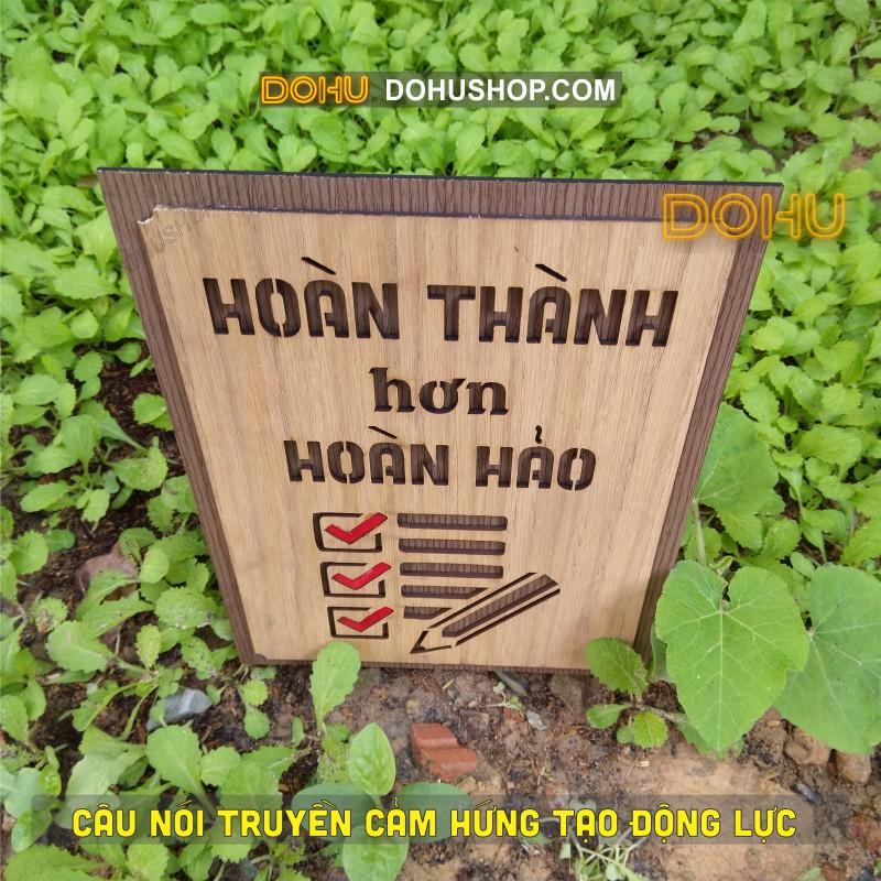 Tranh Treo Tường Gỗ Tạo Động Lực DOHU203: “Hoàn thành hơn hoàn hảo” - Giá Siêu Rẻ Mang Phong cách Vintage Sang Trọng