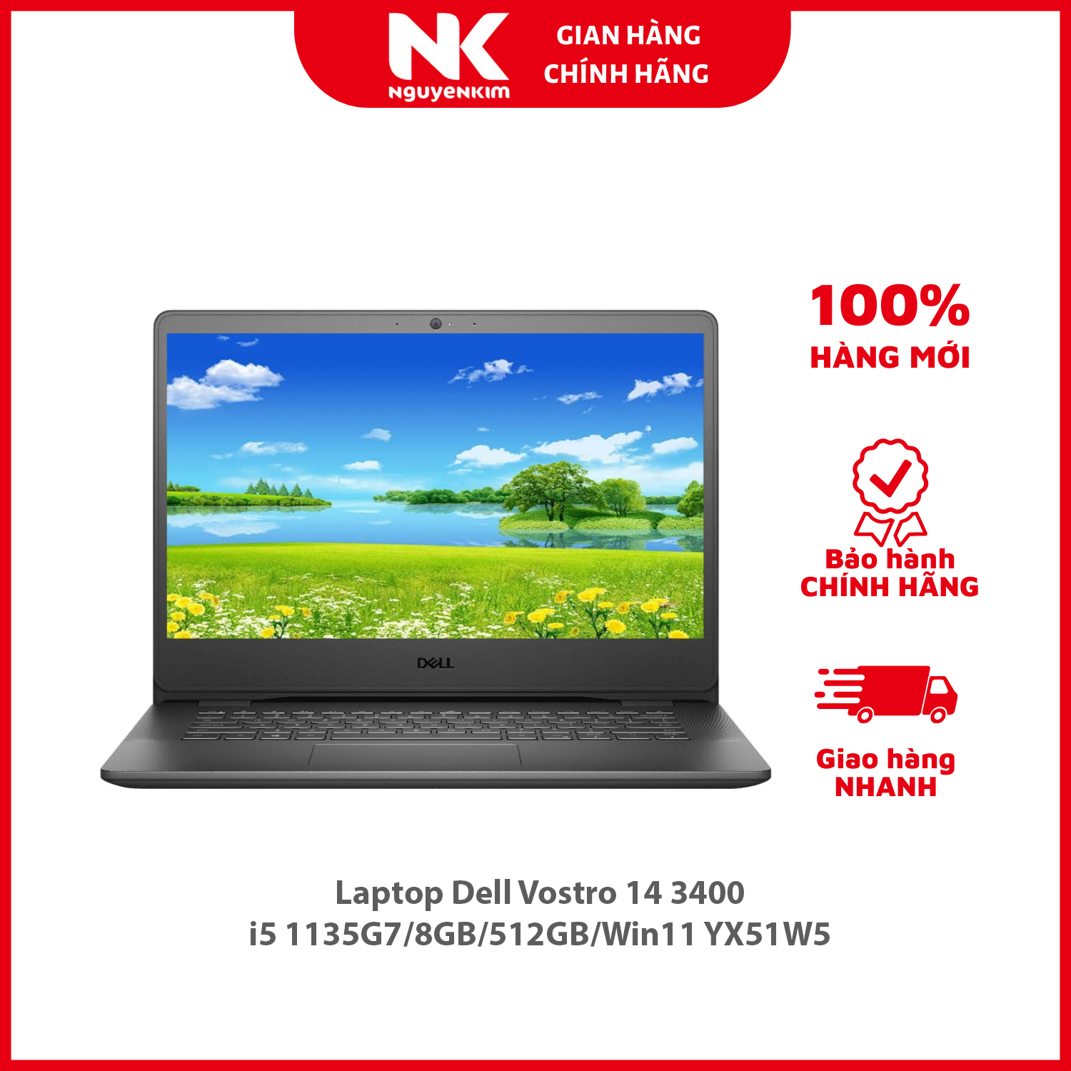 Laptop Dell Vostro 14 3400 i5 1135G7/8GB/512GB/Win11 YX51W5 - Hàng chính hãng