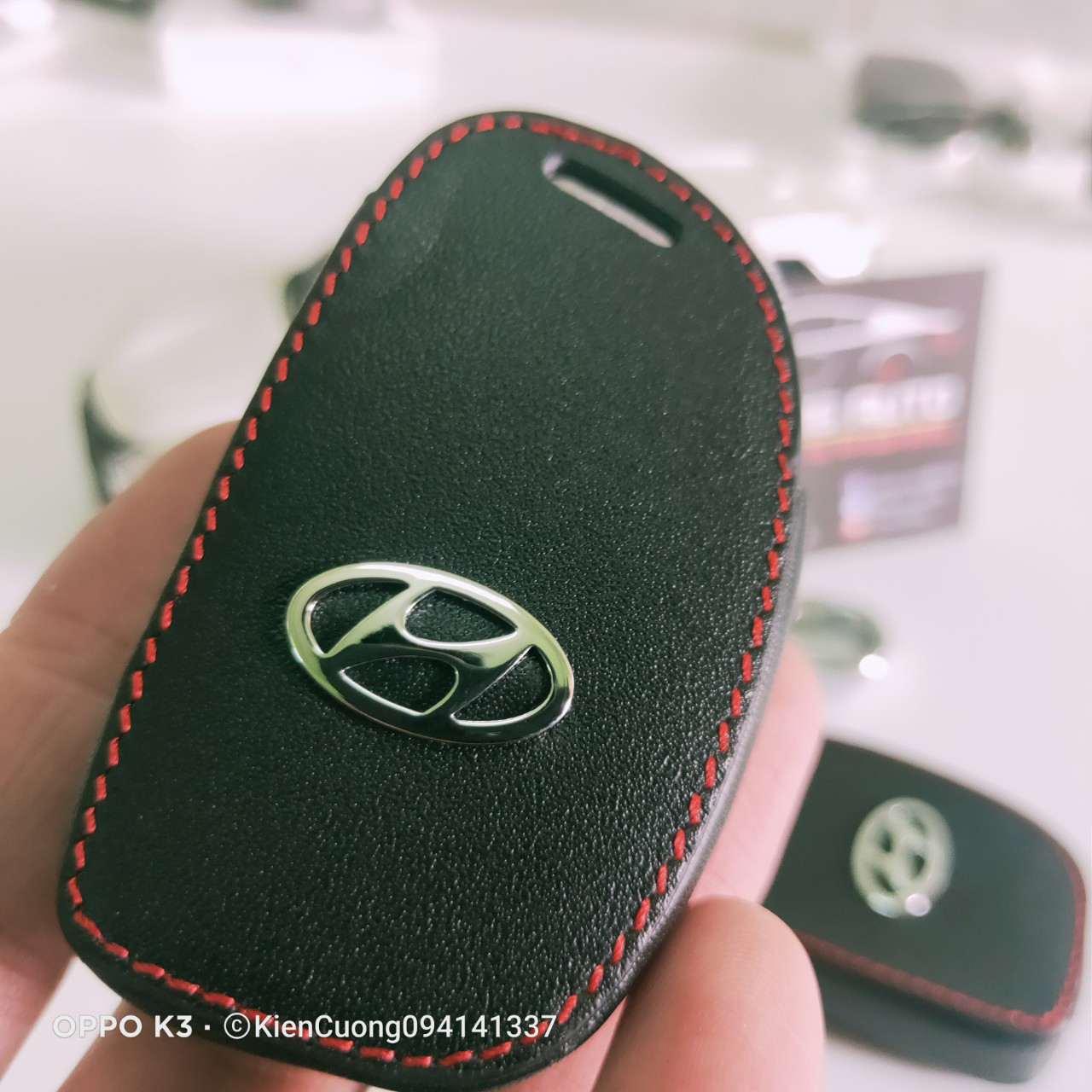 Bao da Chìa Khóa ô tô kèm móc khóa Hyundai I10, Elantra, Tucson mẫu chìa thông minh bản đủ