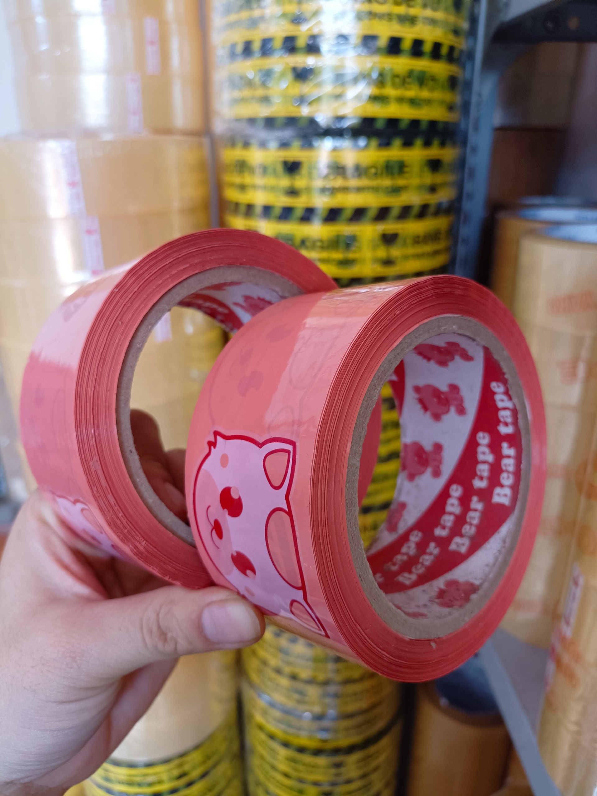 6 cuộn băng keo in hình mèo kèm chữ Thank you màu cam sữa