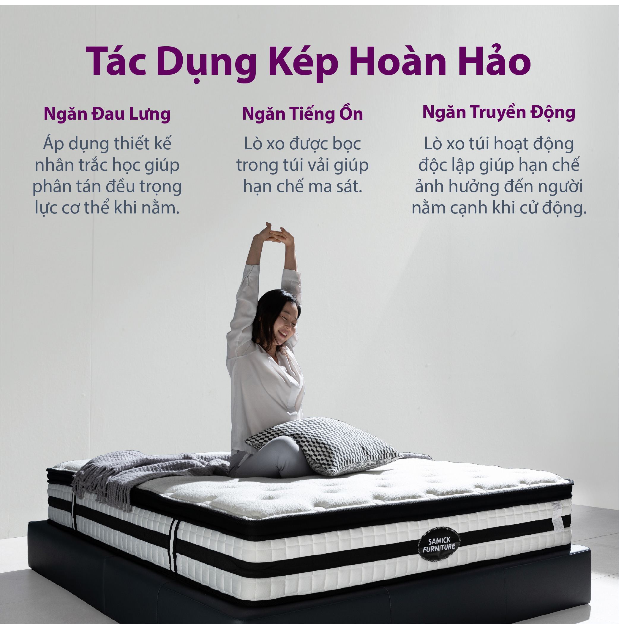 Nệm Lò Xo Túi Hút Chân Không Cao Cấp Samick Highend