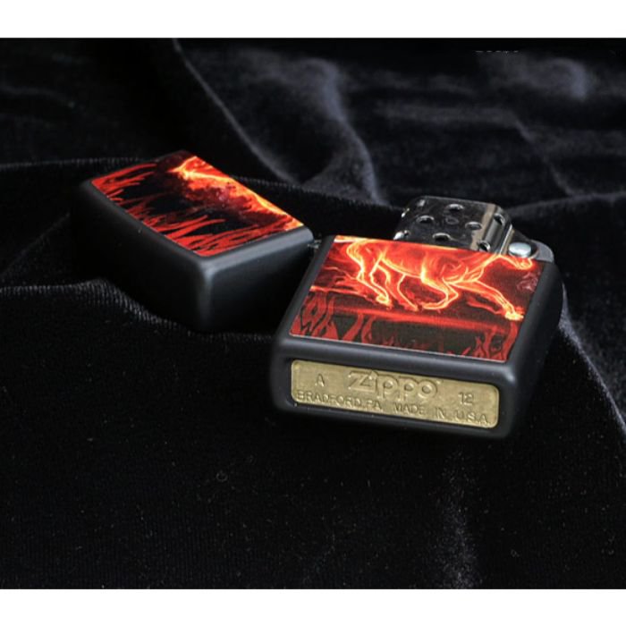 Bật Lửa Zippo Horse Flaming Black Matte Chính Hãng Usa