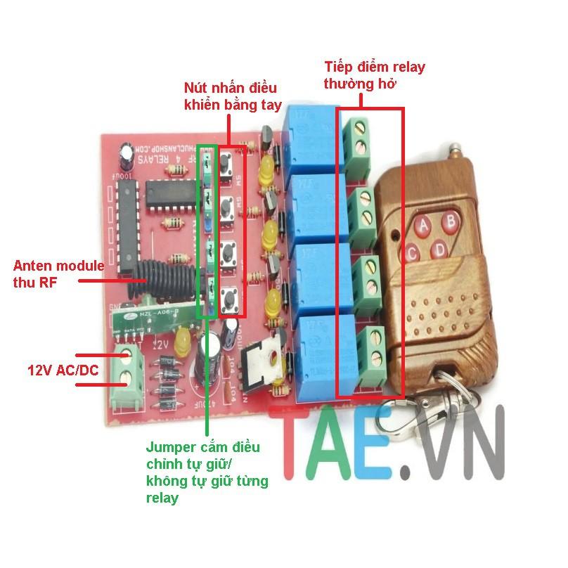 Bộ Điều Khiển 4 Thiết Bị Qua Sóng RF 315MHZ (12V)