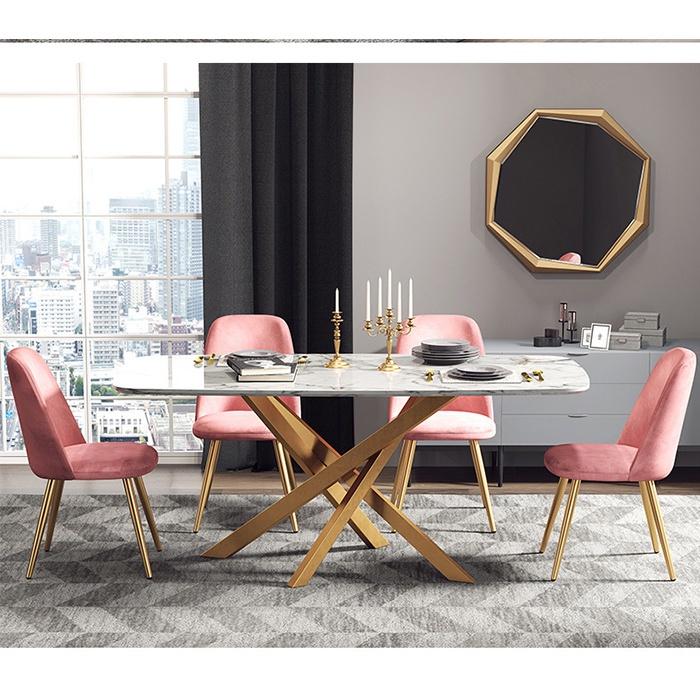 - Bàn ăn họa tiết đá cẩm thạch - Bàn ăn chân sơn nhũ đồng, sang trọng, lịch sự LUX-BGA04