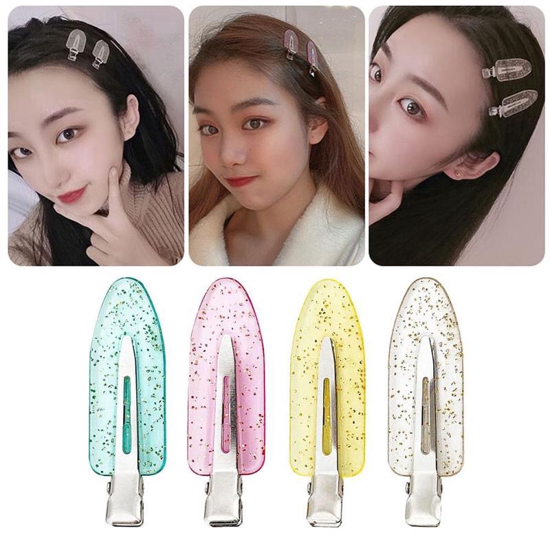 Kẹp Tóc Mỏ Vịt Màu Trơn Phối Kim Tuyến Hot Trend - Set 4 Kẹp Tóc Mái Mỏ Vịt Xinh Xắn Cho Nữ