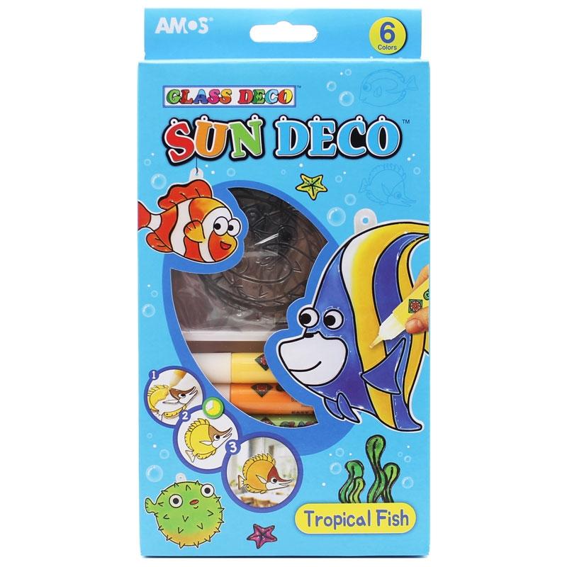 Bộ Màu Vẽ Trang Trí Trên Kính Sun Deco - Amos SD10P6-T - Tropical Fish