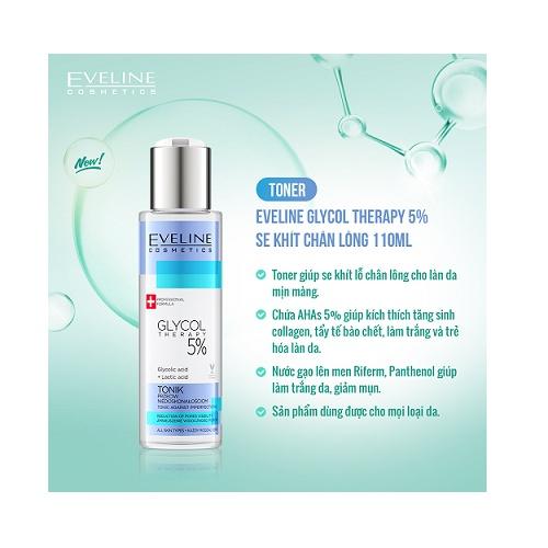 Nước hoa hồng Eveline Glycol Therapy 5% se khít chân lông 110ML