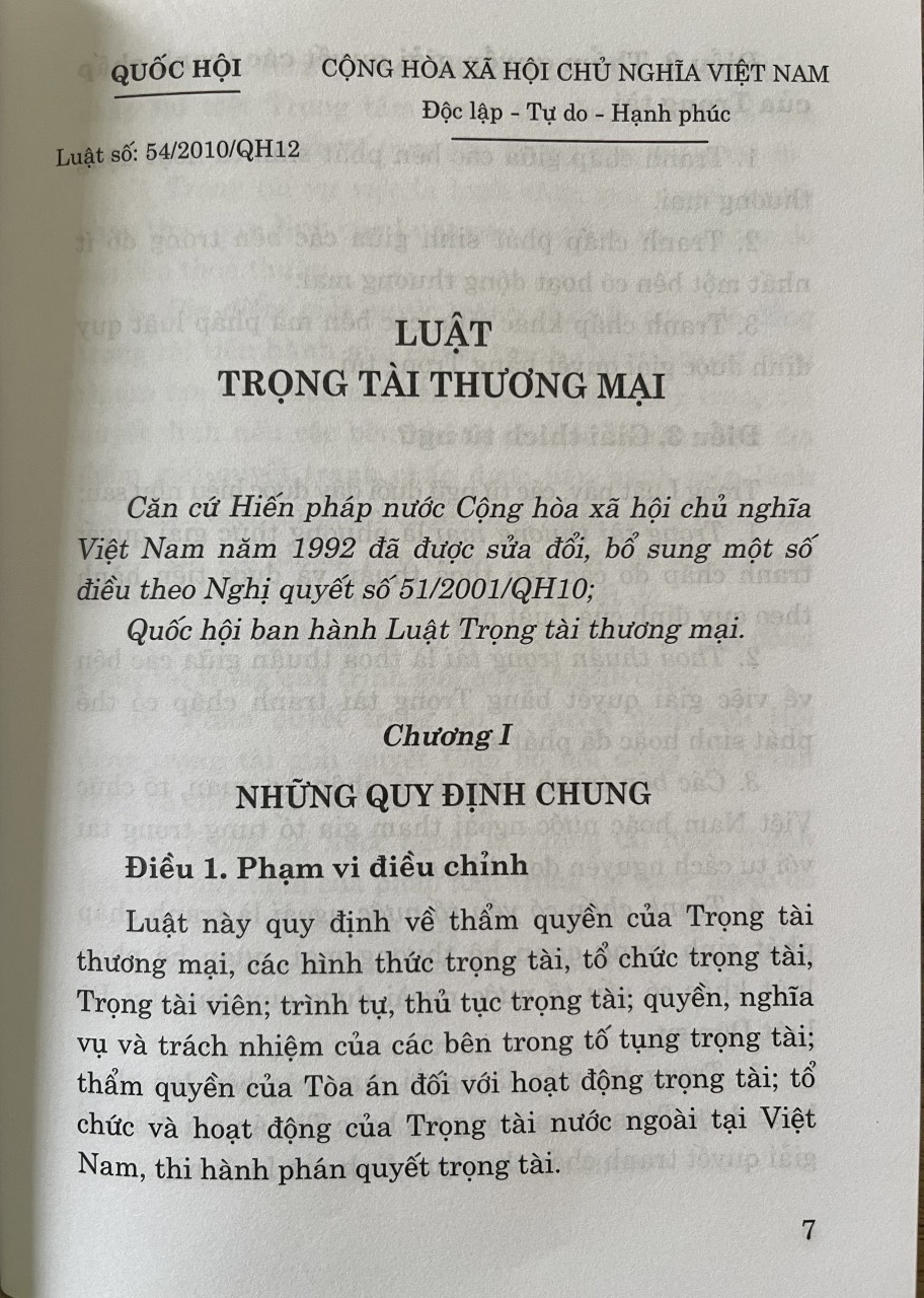 Luật Trọng Tài Thương Mại ( Hiện Hành)