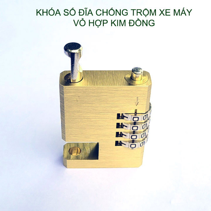 Khóa số đĩa chống trộm xe máy bằng hợp kim đồng, 4 mã số có thể thay đổi