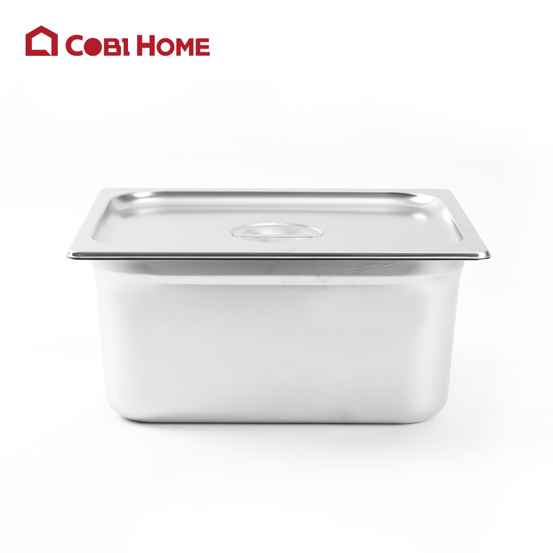 Khay Inox Đựng Thực Phẩm, Khay Đựng Thức Ăn Buffet Đủ Size - Inox 304 - Có Nắp - 6 - 12 325265150Mm