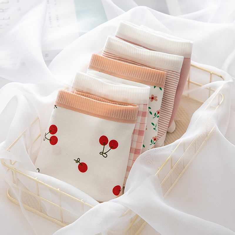 Combo 5 quần lót nữ cotton dễ thương Freesize - Kiểu Cherry