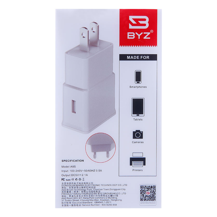 Bộ Adapter Và Cáp Sạc Micro USB BYZ A8S - Hàng Chính Hãng