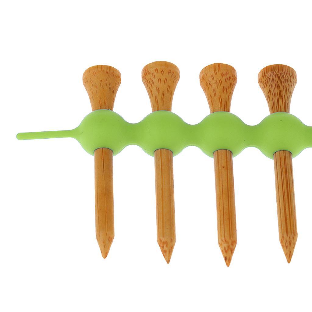 Rubber Mini Portable Golf Tees Holder Tool Carrier Clip + 4pcs Wood Golf Tees Accessories - 4 Colors