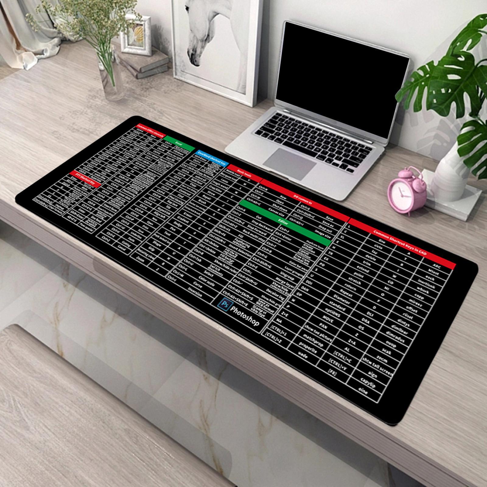 Desk Mat Shortcuts Keys Laptop Desk Pads for Home and Office Gaming Mouse Pad