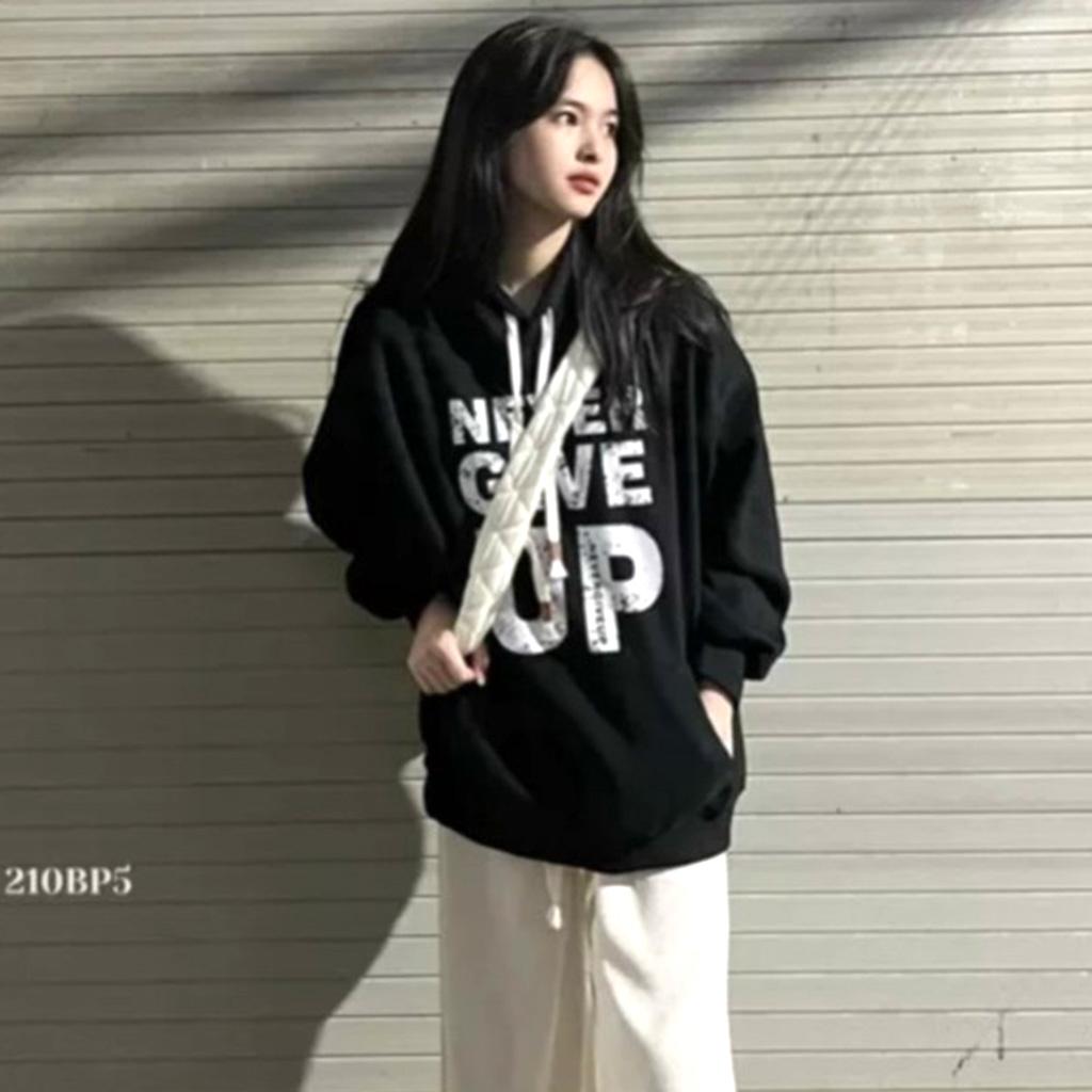 Áo Hoodie Nỉ Ngoại NEVER GIVE UP - Áo Khoác Nỉ nam nữ Unisex (HD300 - Ảnh Thật)