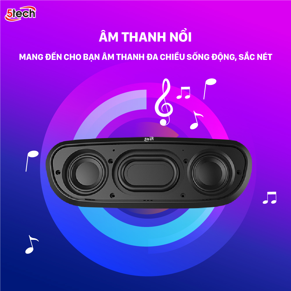 Loa bluetooth 5TECH BS1 hàng chính hãng, loa mini cầm tay di động âm thanh sống động, âm bass siêu trầm nghe nhạc cực đỉnh dành cho điện thoại, máy tính,...