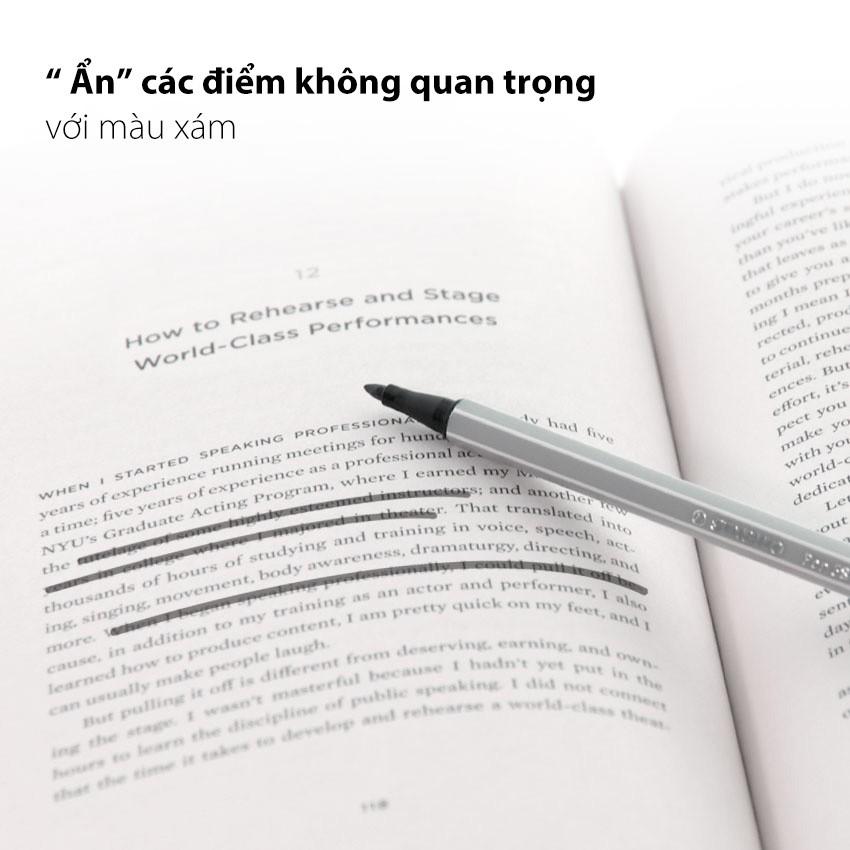 Bộ 3 cây bút lông màu STABILO Pen68 màu dạ quang: vàng, xanh biển, cam (PN68-N3A)