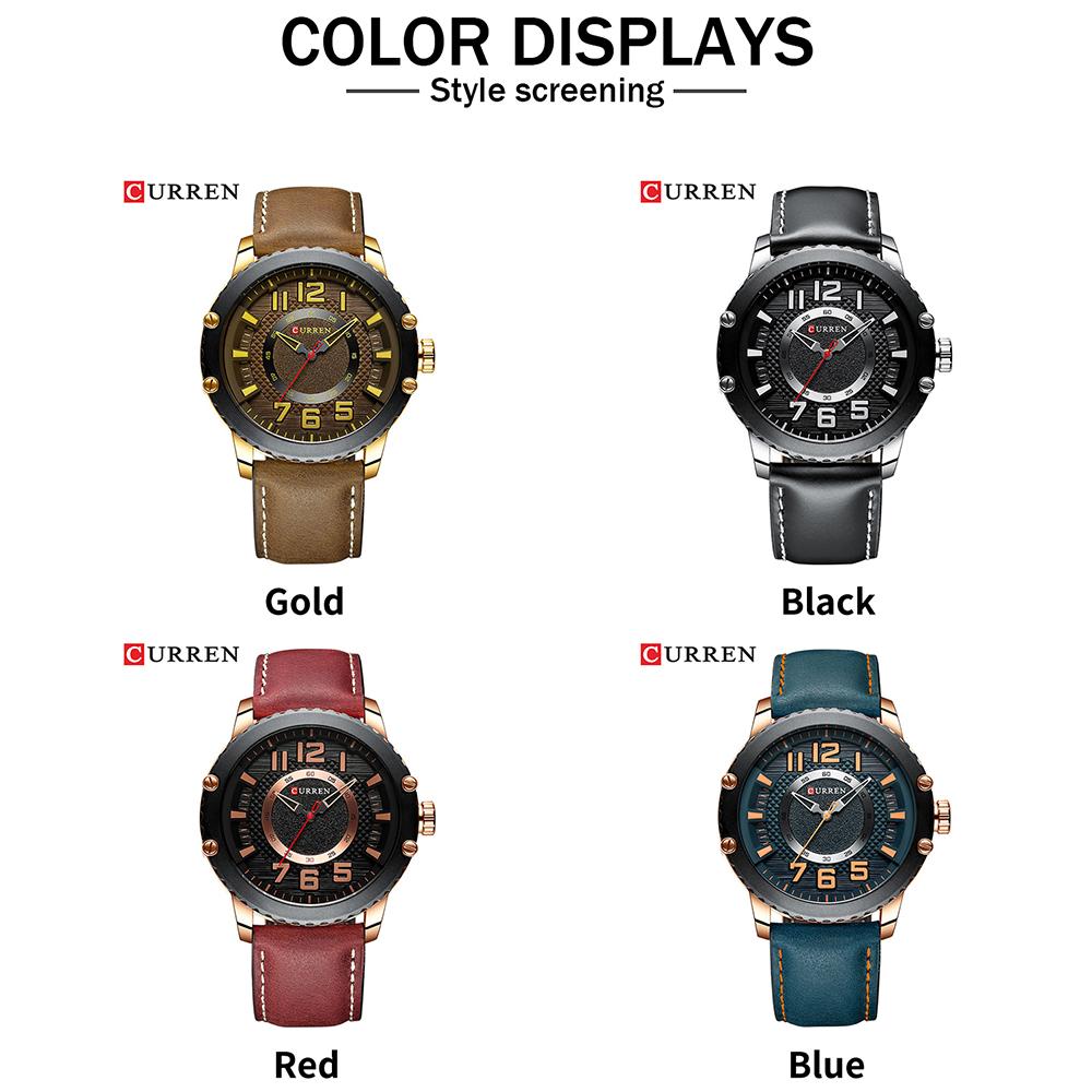Đồng hồ đeo tay hợp kim không thấm nước Gương Hardlex dây da chính hãng CURREN 8341 Man Quartz