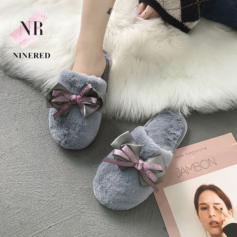Dép Lông Cườu Quai Ngang Đi Trong Nhà Đế Dẻo Chống Trơn NineRed Homewear - D126
