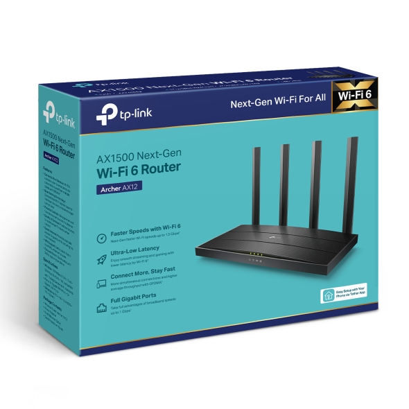 Bộ Phát Wifi 6 TP-Link Archer AX12 | AX1500Mbps - Hàng Chính Hãng