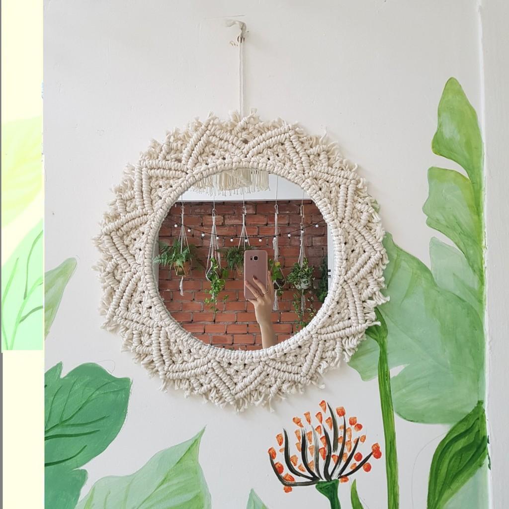 Nhiều mẫu - Gương Macrame treo tường trang trí nội thất nhà cửa nhiều kiểu phong cách Vintage