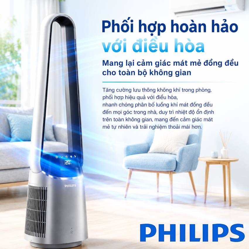 Philips ACR3244BF 2in1 Quạt Không Cánh + Máy Lọc Không Khí Sang Trọng Cho Gia Đình. HÀNG CHÍNH HÃNG