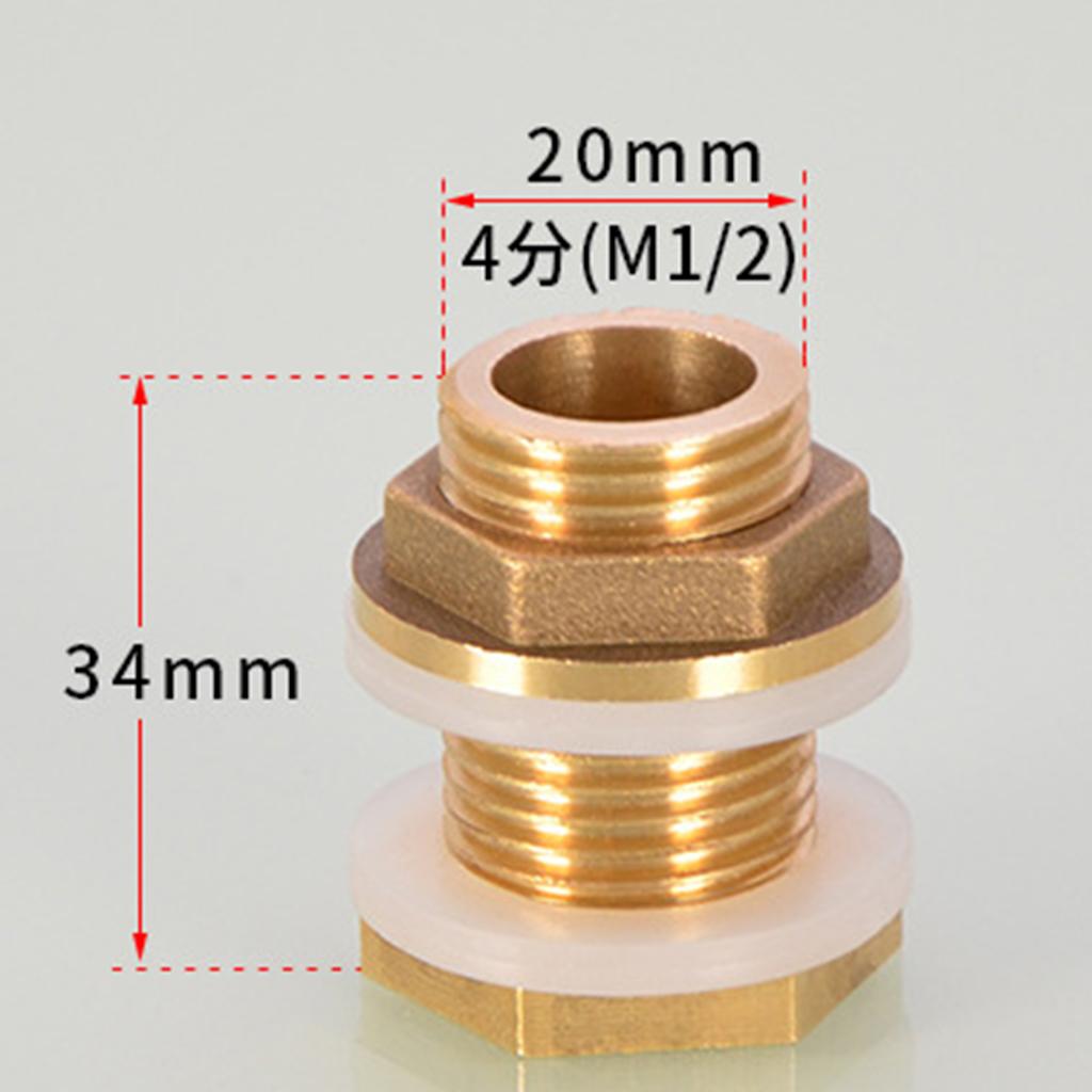 Brass Water Tank Connector Bulkhead Fitting With Rubber