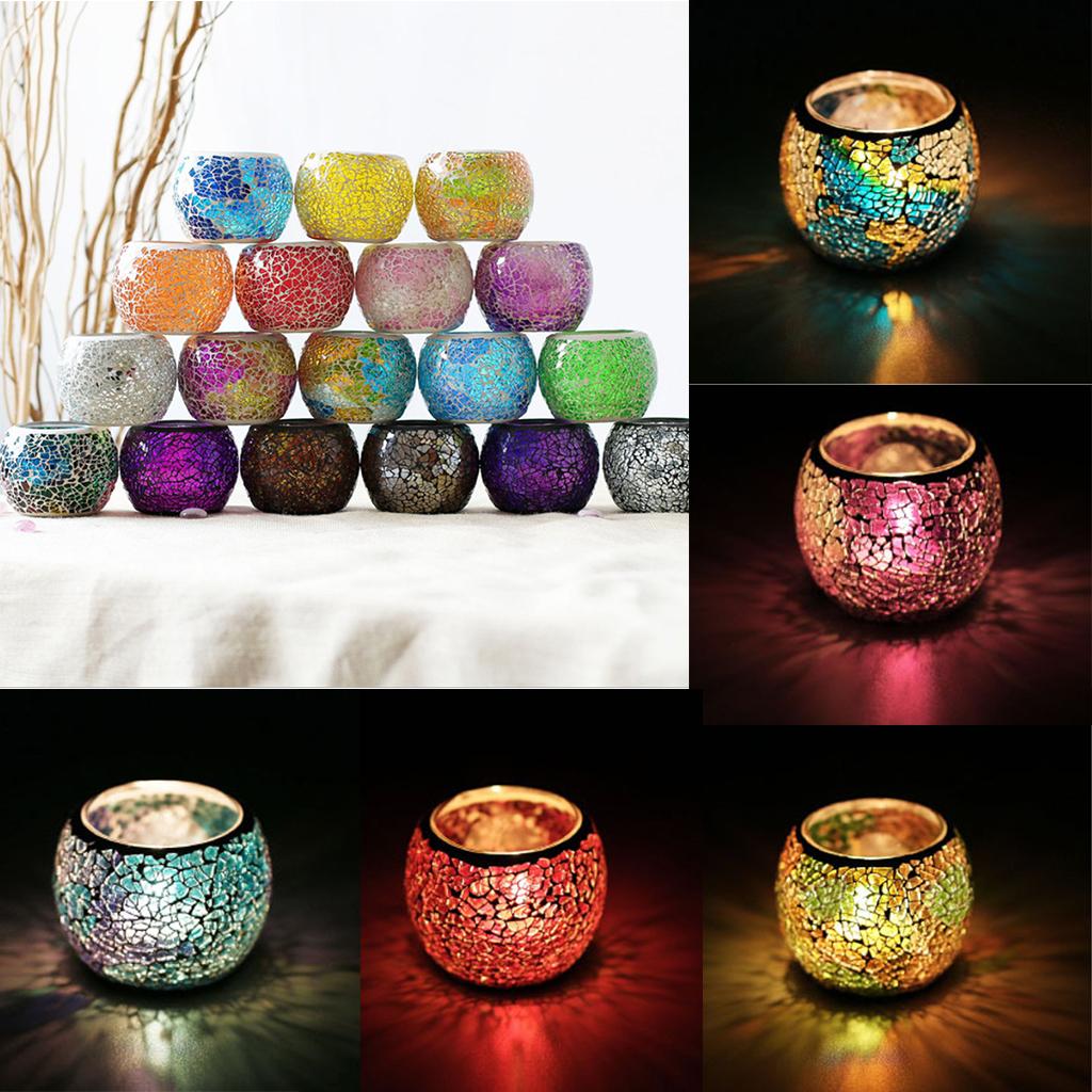 Mosaic Glass Votive Candles Tea Lights Holder Candlestick Bowl #1