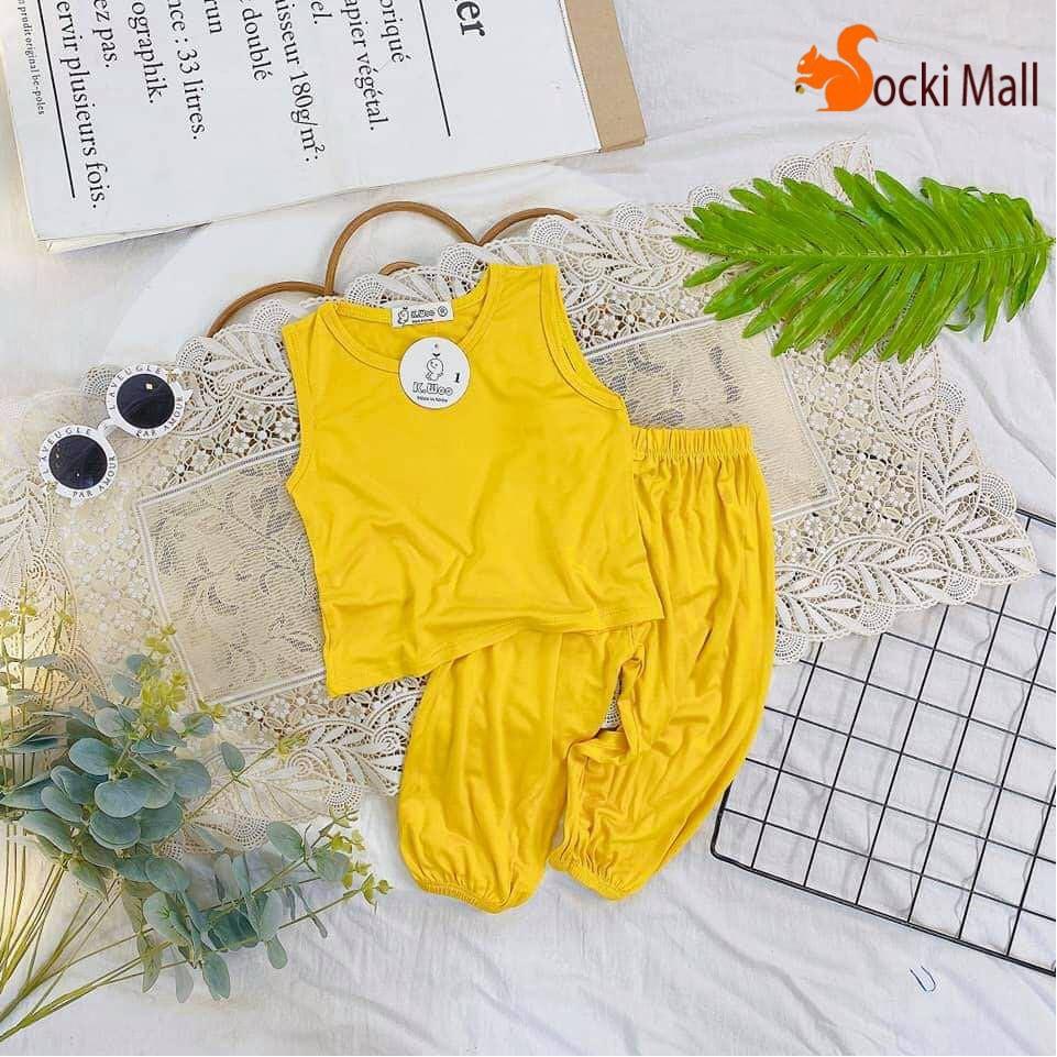 MS: 200541 - Đồ bộ quần áo thun bé trai, bé gái mặc cùng nhau, ba lỗ trơn, chất cotton mát mẻ - Quần áo trẻ em