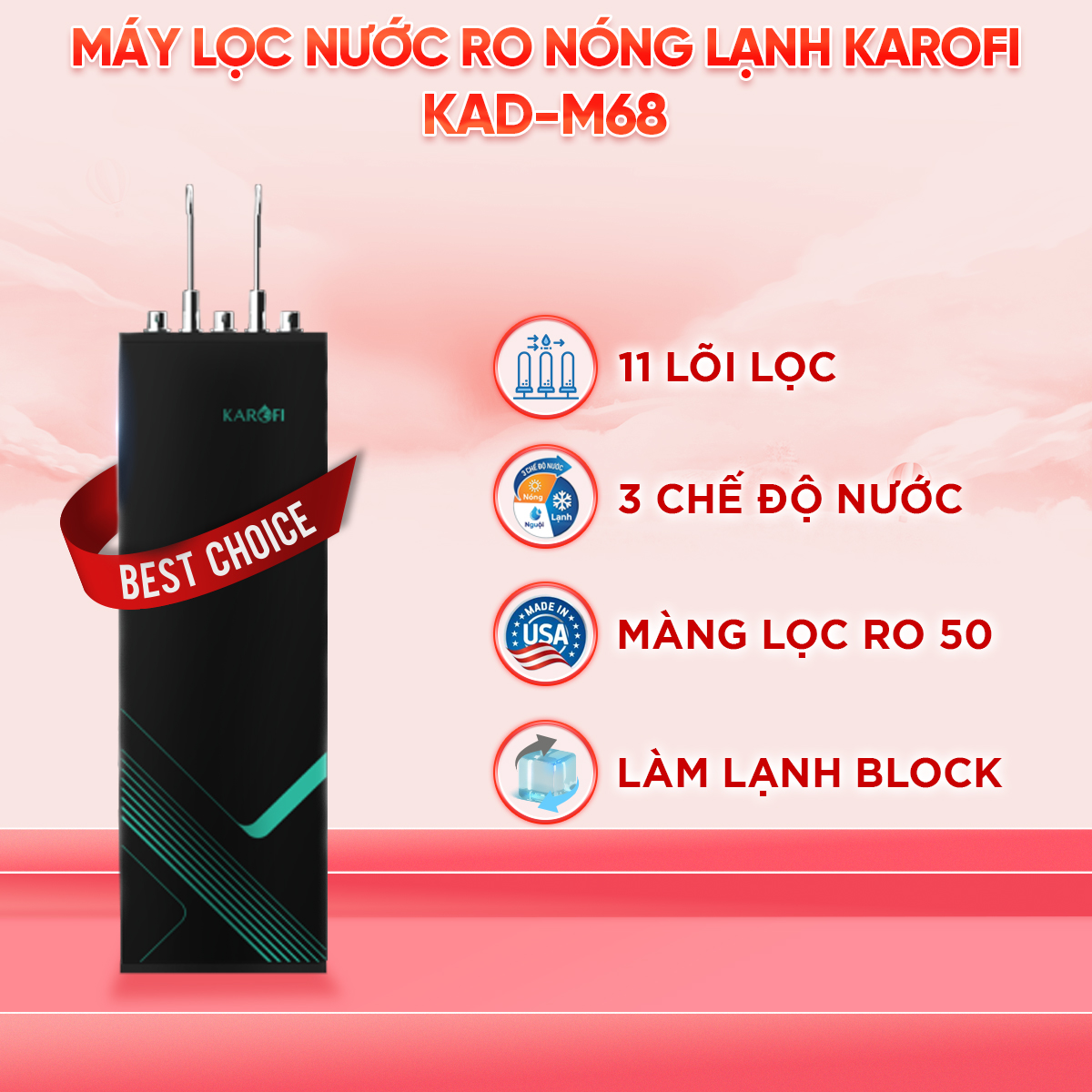 MÁY LỌC NƯỚC RO NÓNG LẠNH KAROFI KAD-M68 - Hàng chính hãng