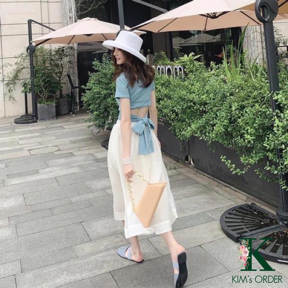 Set váy áo thắt nơ tiểu thư