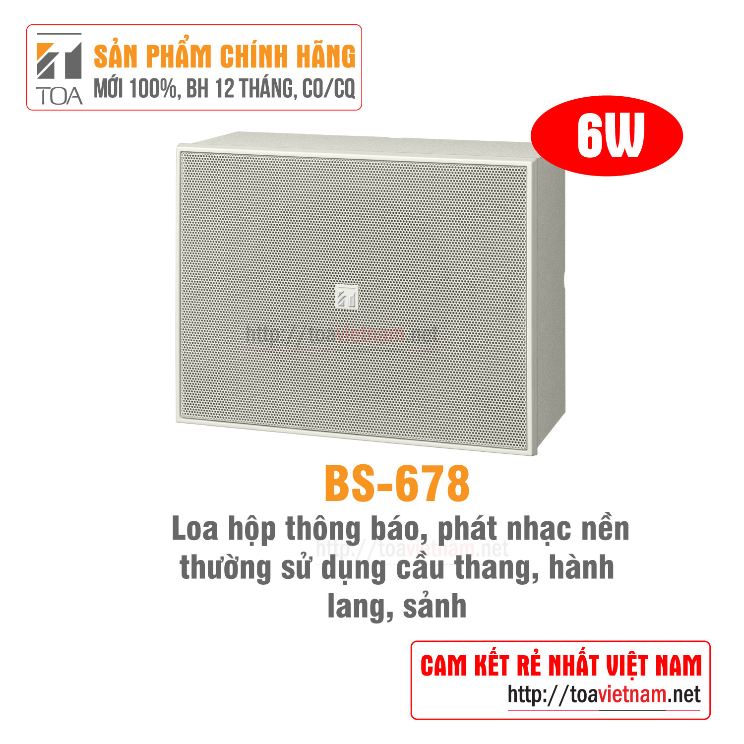 Loa hộp treo tường 6W: TOA BS-678 - Hàng chính hãng