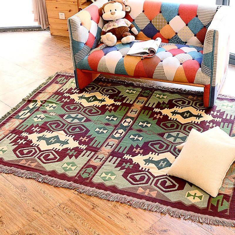 Thảm Thổ Cẩm, Thảm phủ Sofa, Thảm Vintage 130x180cm HK96