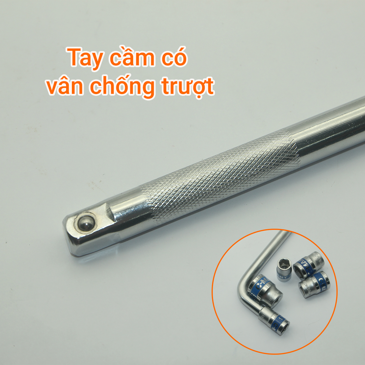 Tay vặn chữ L 1/2" thép CrV trắng 250mm