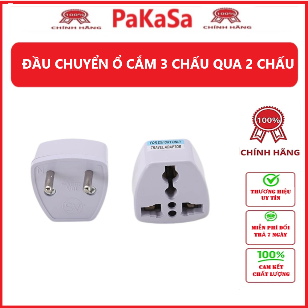 Đầu chuyển ổ cắm 3 chấu qua 2 chấu - Hàng chính hãng