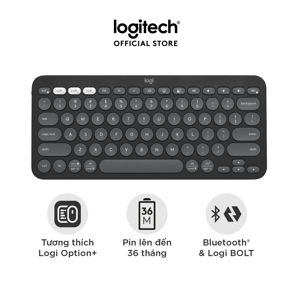 Bàn phím Bluetooth đa thiết bị Logitech Pebble Keys 2 K380s - Hàng chính hãng