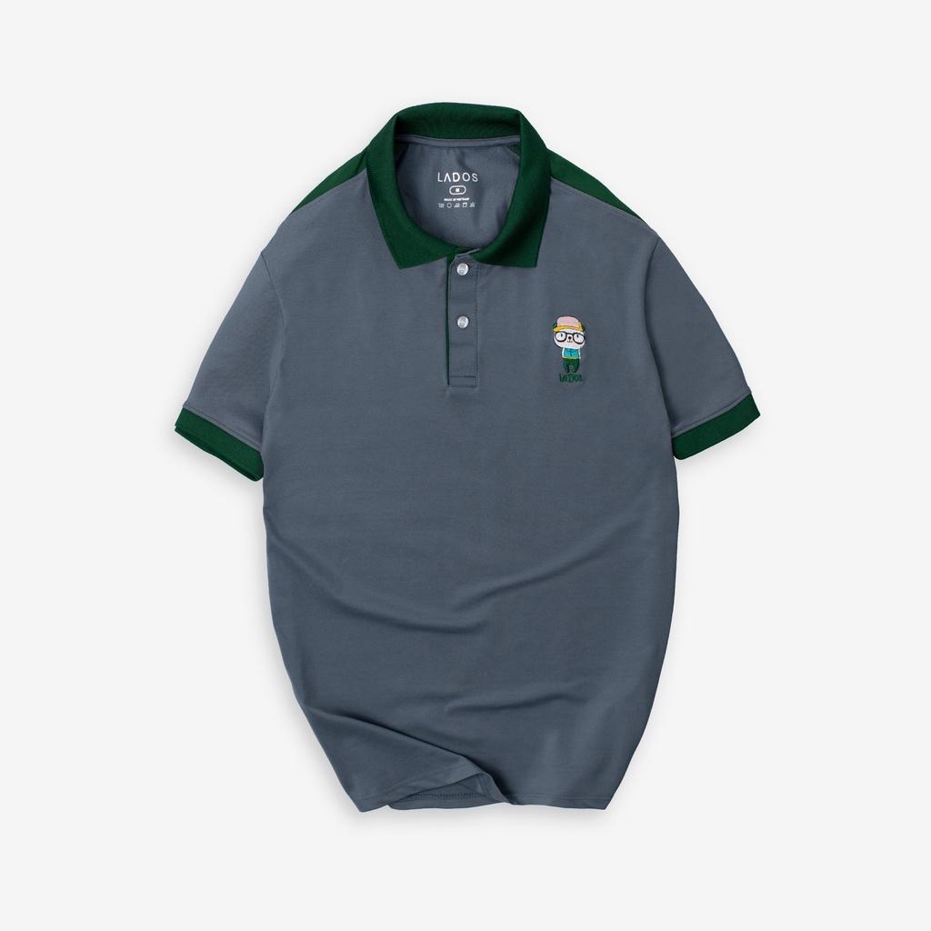 Áo thun có cổ polo thêu gấu trẻ trung LADOS-9130 co giãn, thấm hút, mặc nhóm mặc cặp