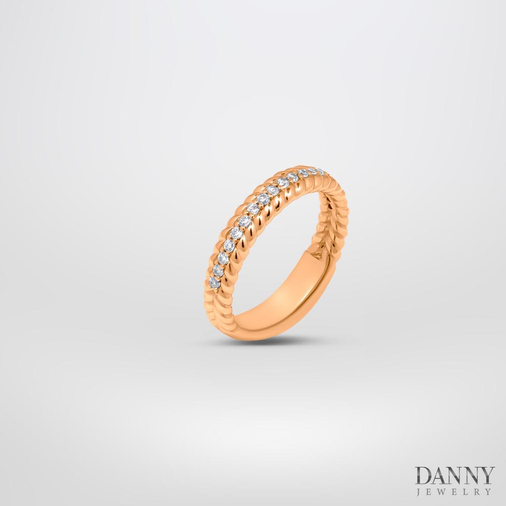 Nhẫn Nữ Danny Jewelry Bạc 925 Xi Vàng Hồng Thắt Bím Đính Đá Màu N0113