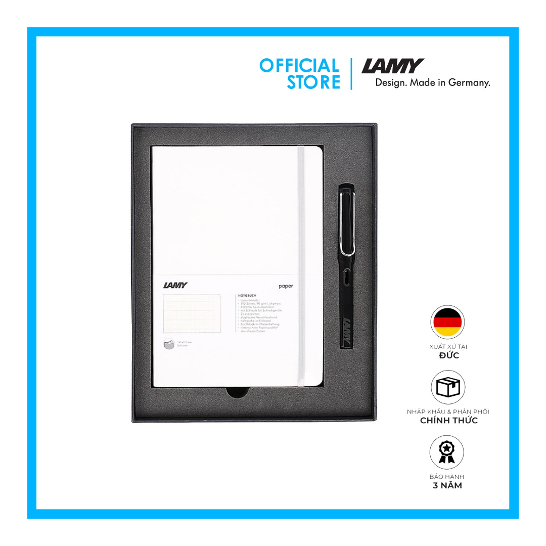 Lamy Notebook A5 Softcover White + Lamy Safari Shiny Black - GSNSa0027