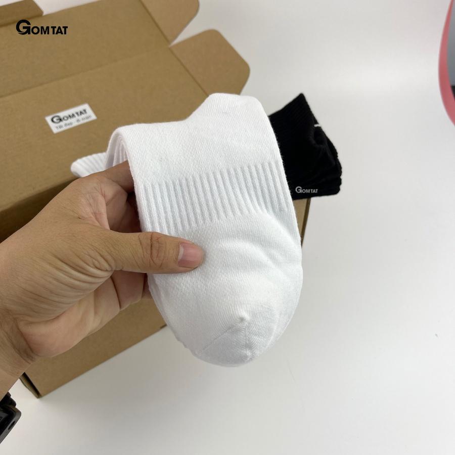 Tất nam nữ cổ trung thiết kế thoáng khí, vớ trơn cổ lửng unisex chất liệu cotton êm mềm đi mát - KLB-TRONLUNG-GANTAM