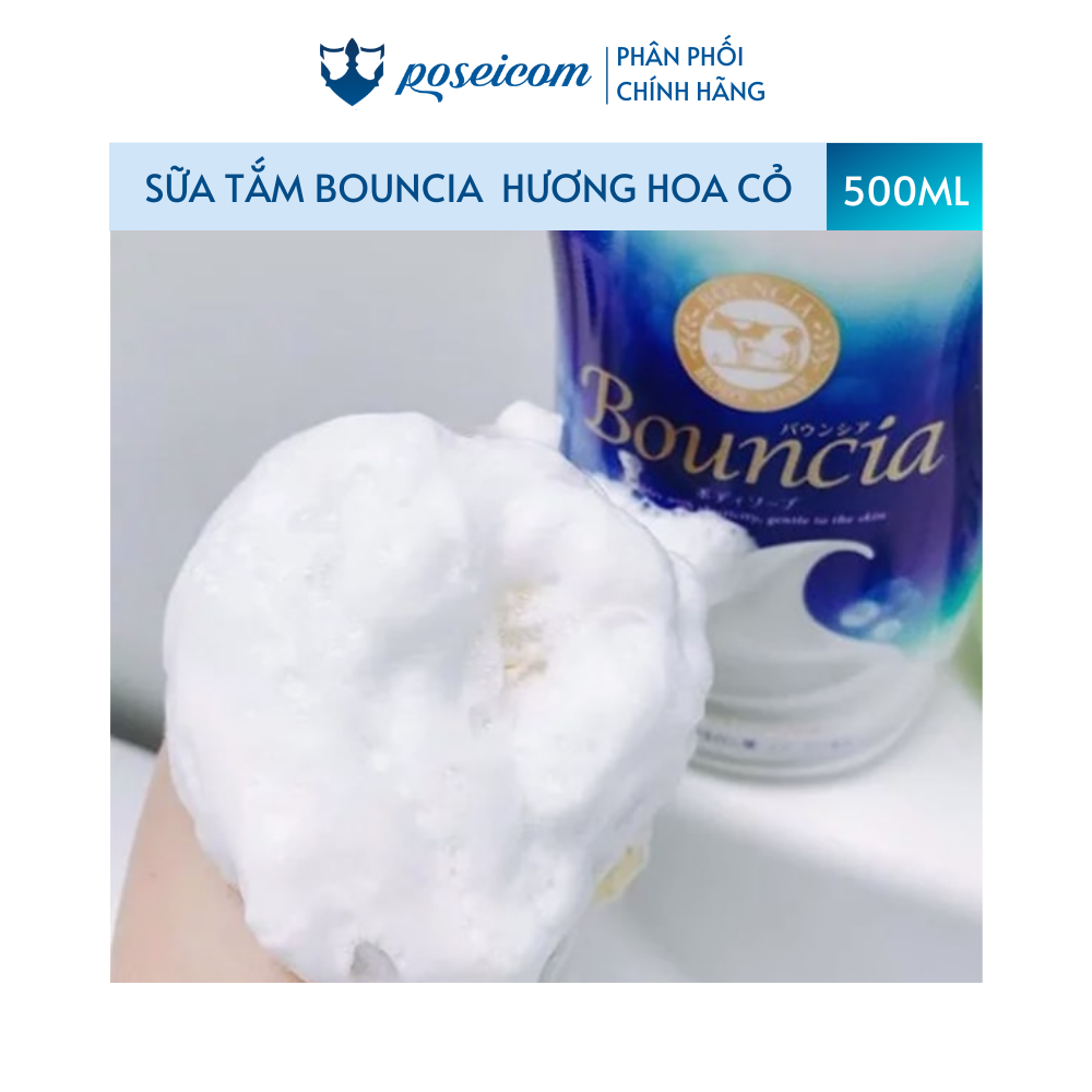 Sữa Tắm Bouncia Body Soap Cow dưỡng ẩm sáng sa chiết xuất từ sữa bò Hương Hoa Hồng siêu tạo bọt 500ml