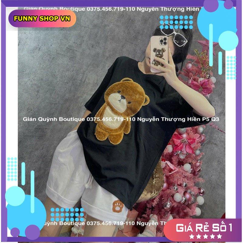 Bộ Cộc Tay Thêu Gấu Kèm Quần Short Ống Rộng 3 Màu X149