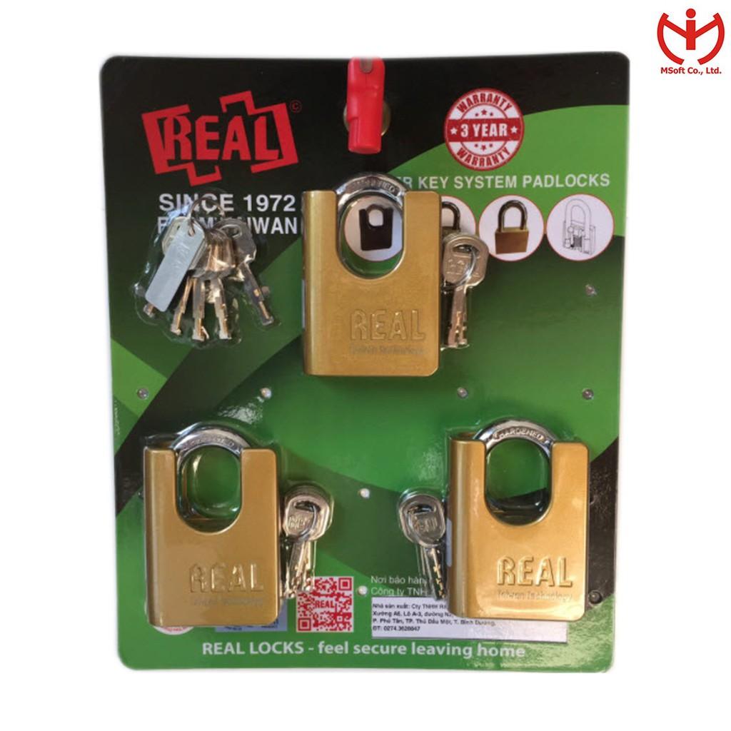 Bộ 3 ổ khóa chống cắt REAL AC 65 thân kẽm rộng 65mm 4 chìa chủ Master Key - MSOFT