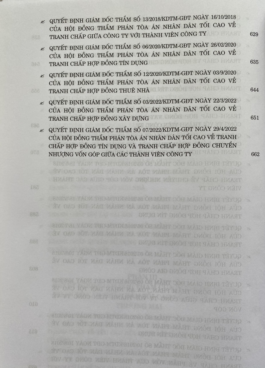 Tuyển Tập Các Quyết Định Giám Đốc Thẩm Của Hội Đồng Thẩm Phán Toà Án Nhân Dân Tối Cao Về Hình Sự, Dân Sự, Kinh Doanh Thương Mại (Từ Năm 2017- 2023)